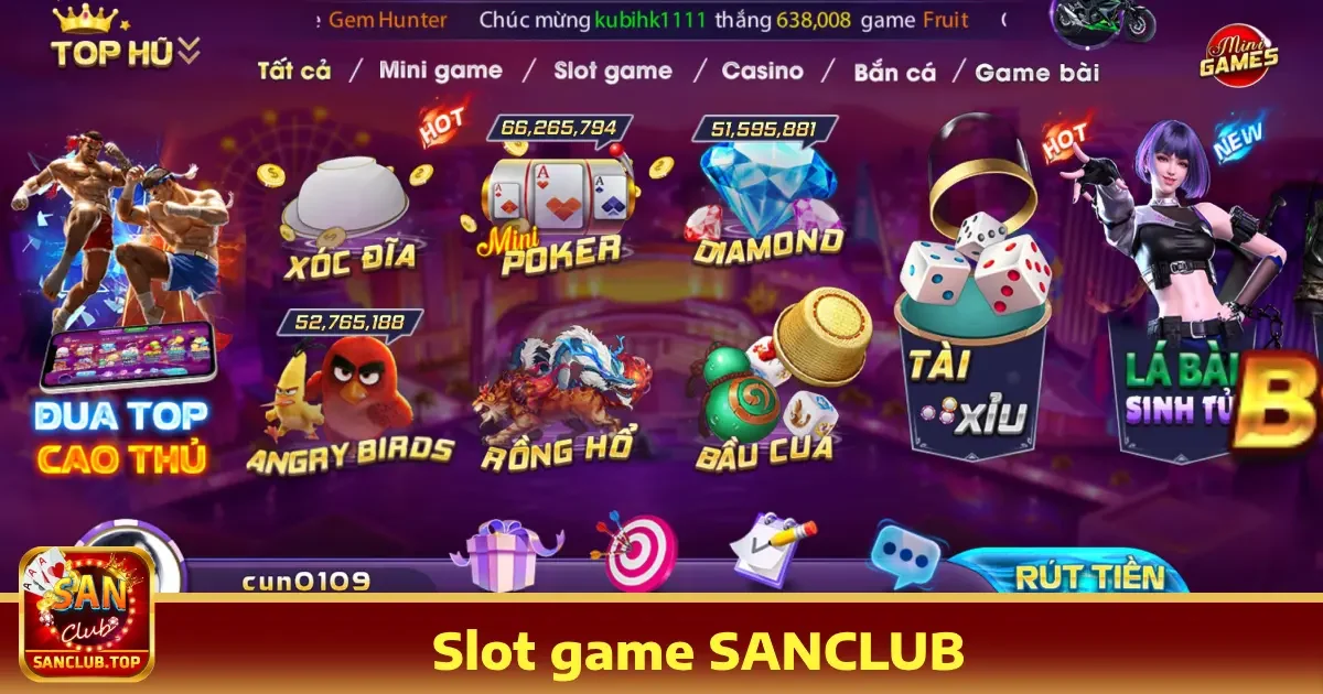 Slot Game Sanclub – Vòng Quay May Mắn Đầy Hấp Dẫn